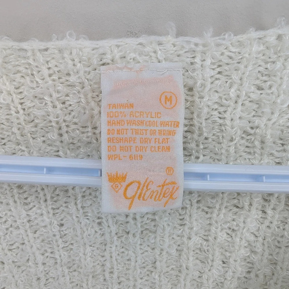 Vintage Glentex Cream Soft Fuzzy Knit Two Button Cardigan Women Medium - Picture 3 of 9